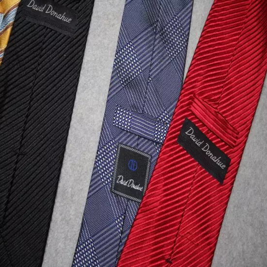 LOT of 4 DAVID DONAHUE Silk Ties Red Black Yellow and a Blue Plaid