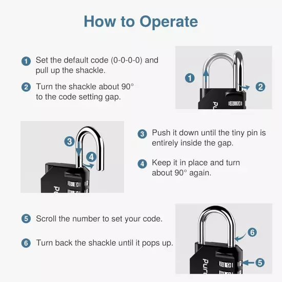 Puroma 1 Pack Combination Lock 4 Digit Locker Lock Outdoor Waterproof Padlock fo