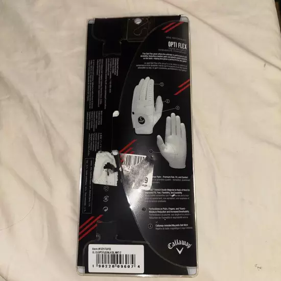 Men's Opti Flex Golf Glove, White, XX-Large, Worn on Left Hand