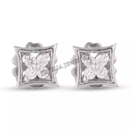 0.50 Ct Round Cut Simulated Diamond Square Floral Stud Earrings Gift 925 Silver