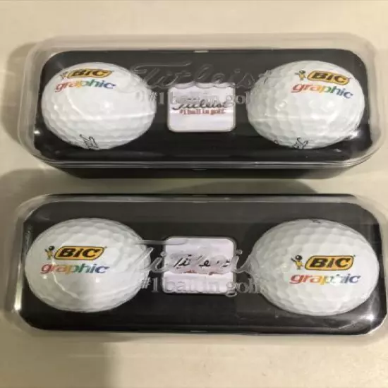 4 Titleist Pro V1 #4 BIC Graphic Golf Logo Balls In Cases