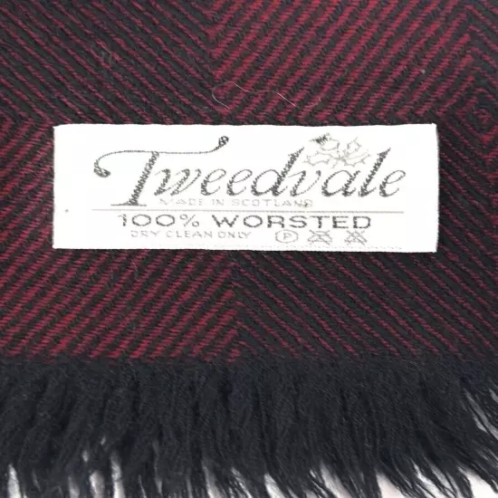 Tweedvale Scotland Worsted Wool Scarf Men’s Black Burgundy