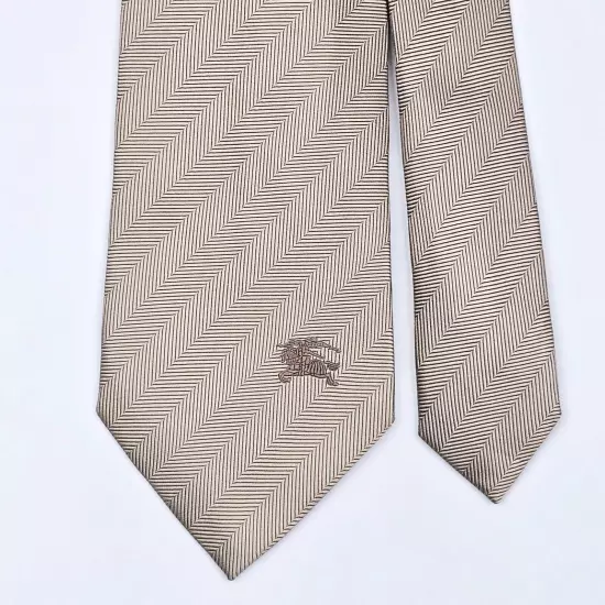 BURBERRY LONDON TIE Prorsum Knight on Beige Striped Woven Silk Necktie