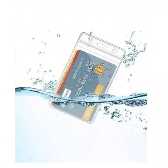 10 ID Card Badge Holder Vertical Clear soft Plastic Waterproof Business Case USA