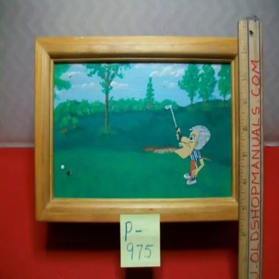 CUSTOM MADE WOOD GOLFER'S JEWELRY BOX WITH HUMOROUS "MISSED PUTT" PICTURE EXC.