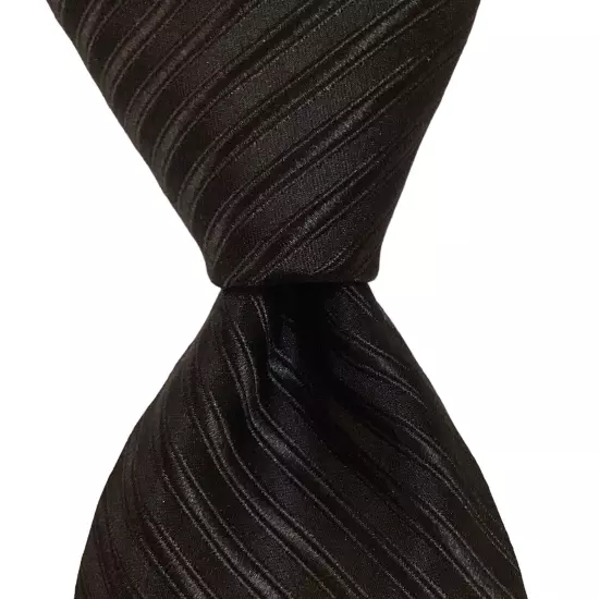 BRUNO PIATTELLI Men's 100% Silk 60 3/8" Necktie Designer STRIPED Black EUC