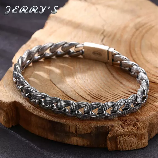 10MM Heavy 925 Sterling Silver Cuban Link Bracelet Men Hip Hop Vintage Jewelry