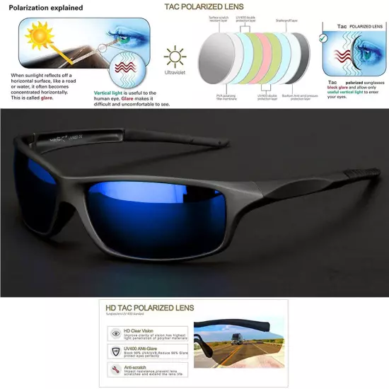 Polarized Sport Sunglasses New Wrap Around FISHING DRIVING GOLFING US