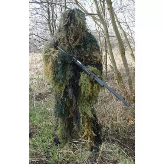 3 Piece Burlap Ghillie Suit Woodland Camo Forest Color, Fit Large & X-Large Size