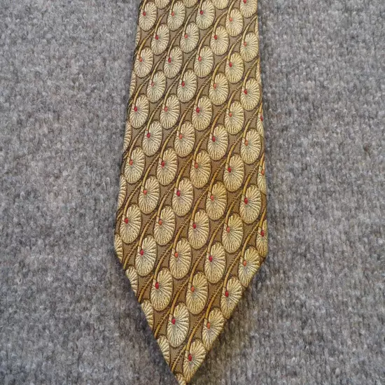 Robert Talbott Best of Class Tie Men's Silk Gold w/Unique Design 58 x 4