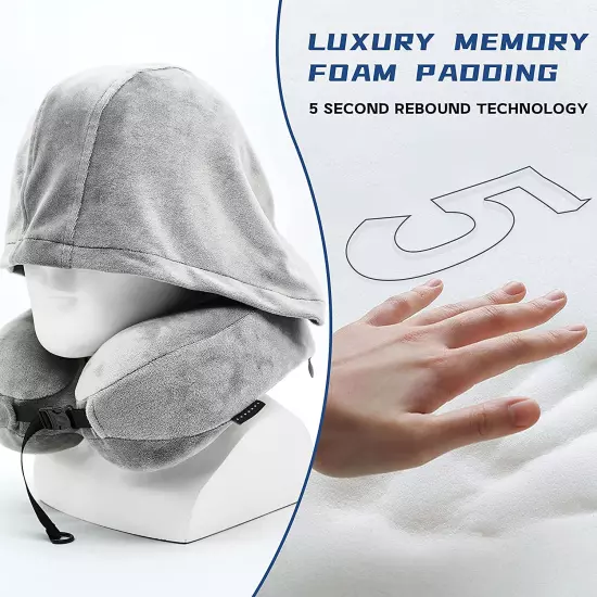 Hoodie Travel Pillow Memory Foam Neck Pillow Head Chin Support Airplane