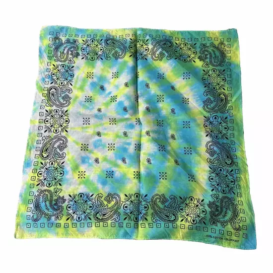 Tie Dye Paisley Bandana, 100% Cotton, 2 Sided. Hand Dyed Set 4 California Dye