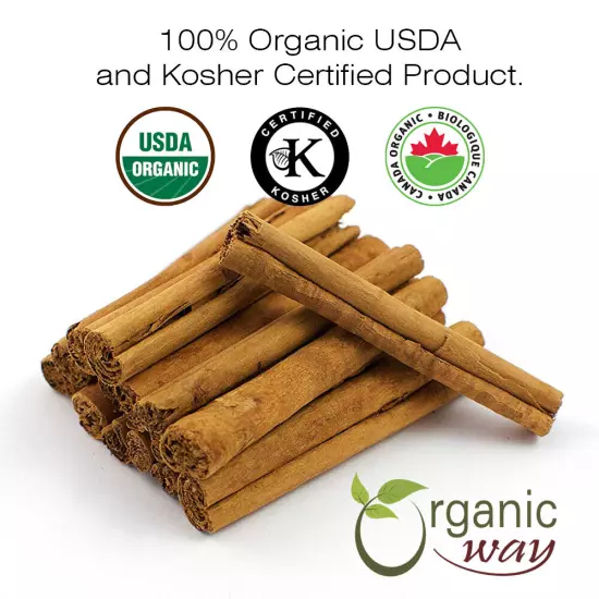 Organic Way Cinnamon True Ceylon Cut & Sifted - USDA & Kosher Certified