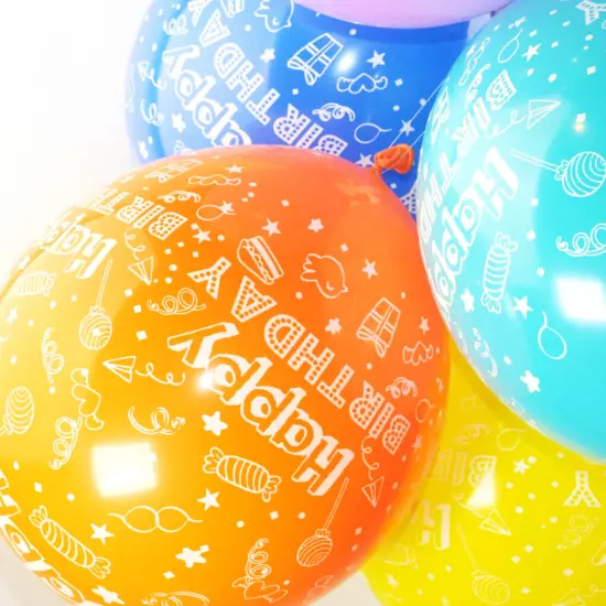 Happy Birthday Multicolored 12-inch Latex Party Balloons Pack Of 10 (Design