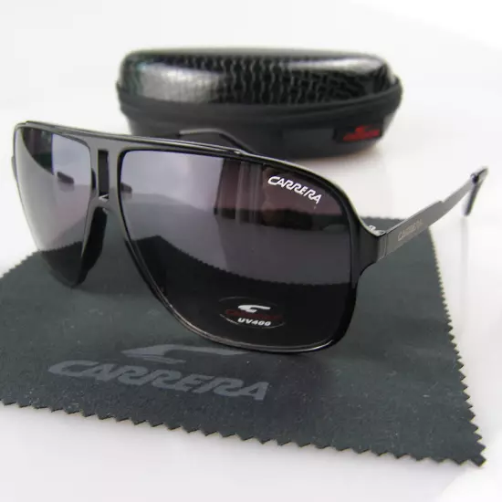 Men's Women Retro Sunglasses Unisex Square Matte Black Frame Carrera Glasses C34