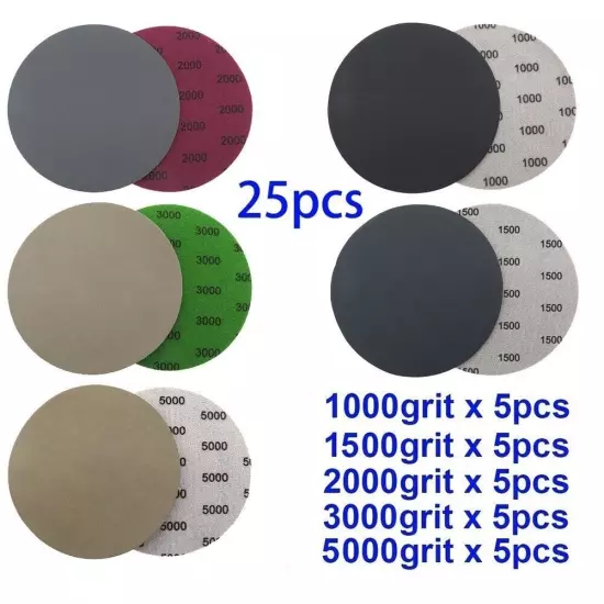 Sandpaper Wet Dry 1000 1500 2000 3000 5000 Grit 125mm 25pcs High Quality