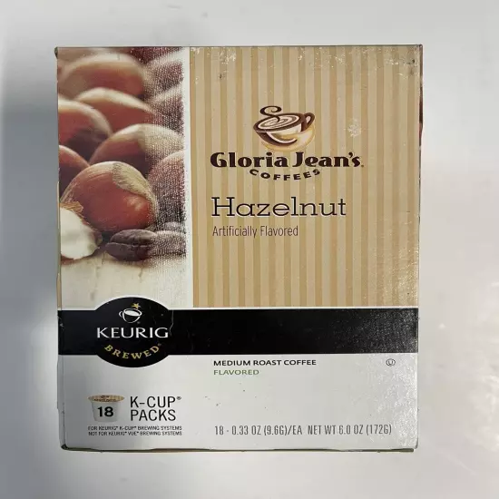 Gloria Jean's Hazelnut Coffee 18 Keurig Kcups FREE SHIPPING **Best By 4/2015**