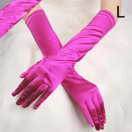 Women's Satin Long Gloves Opera Wedding Bridal Evening Party Prom Costume Glove