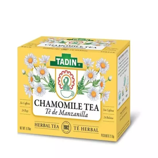 Tadin Tea chamomile herbal tea caffeine free 24 bags per box