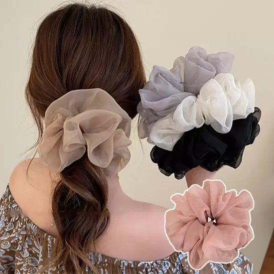 Organza Hair Scrunchies Rubber Band Soft Elastic Hair Ring Ponytail Holder Tie