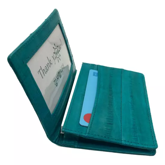 Genuine Eel Skin Leather Business Card ID Wallet Credit Card Case