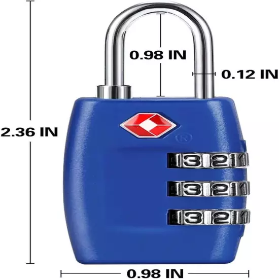 TSA Luggage Locks (4Pack) - 3 Digit Combination Padlocks - Approved Travel Lock 