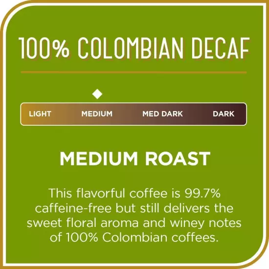 Decaf Colombian Supremo Medium Roast Ground Coffee, 12 Oz Can