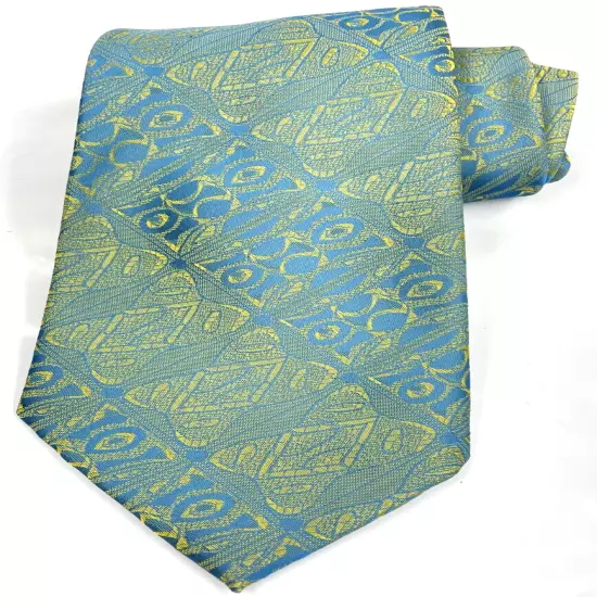 Vintage Louis Feraud 1970's Wide Psychedelic Abstract Blue Tie Men's 3.8" x 53"