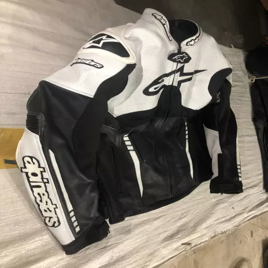 Alpinestars Motorcycle Leather Jacket White Black