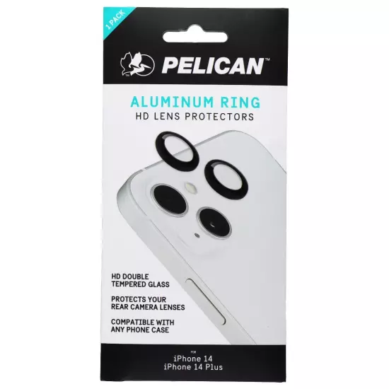 Pelican Aluminum Ring HD Lens Protectors for iPhone 14/14 Plus - Black (1 Pack)