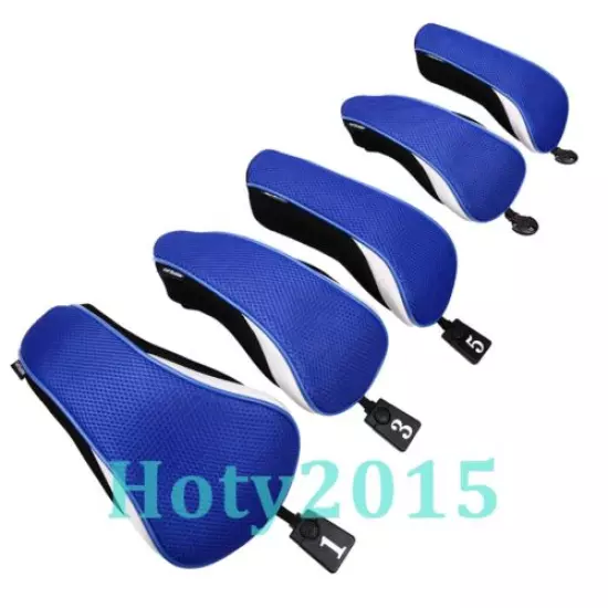 5pcs 1 3 5 UT Covers Golf Club Driver Fairway Wood Hybrid Head Cover set