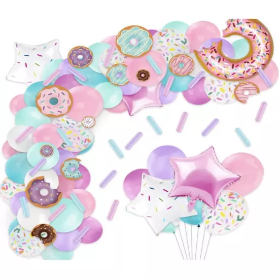 Donut Balloons Garland Pastel Decoration Kit Sprinkles Confetti 100pcs Birthday