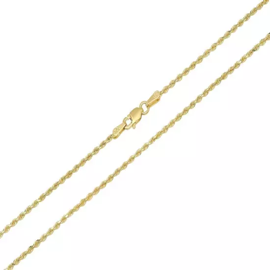 10K Yellow Gold 1mm-5mm Diamond Cut Solid Rope Chain Pendant Necklace 16"- 30"