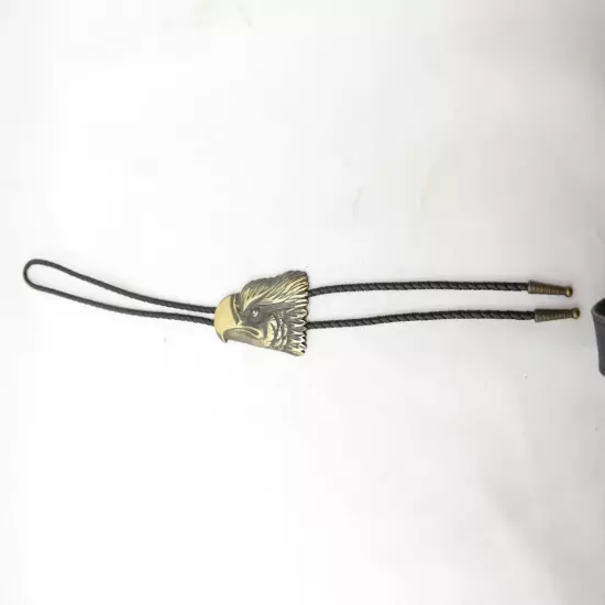 Vintage Unique Eagle Head Men's Bolo Tie Signed Ken861 18" TF