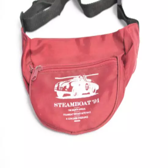 Vintage 1991 Steamboat Car Race Concours Fanny Waist Pack Sling Bag Burgundy 