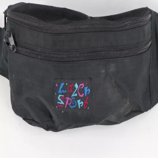 Vintage 90s Streetwear Lazer Sport Spell Out Belted Fanny Pack Waist Bag Black