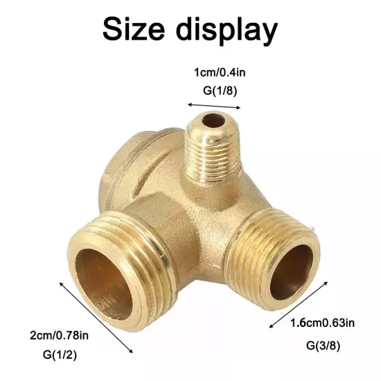 3-Port Brass Air Compressor Check Valve Central Pneumatic Male-Thread G1/2 G3/8#