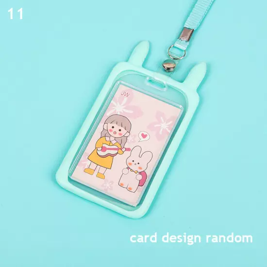 Cute Cat Ear ID Card Holder Retractable Reel Lanyard Credit Cover Case Kids Gift