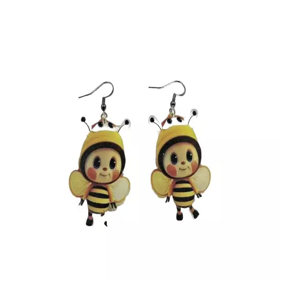 Bumble Bee Shaped Women's Transparent Dangle Earrings Gift Idea