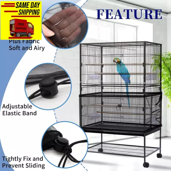 Daoeny Large Bird Cage Cover, Bird Cage Seed Catcher, Adjustable Soft Airy Nylon