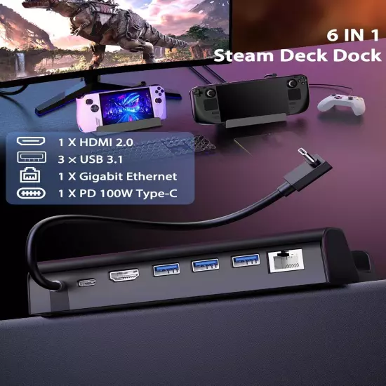 Antank 6-in-1 Docking Station for Steam Deck/ROG Ally/X, Deck Dock... 