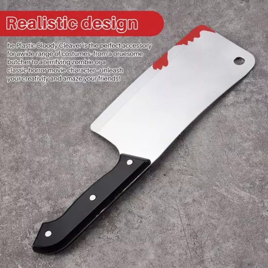 Bloody Cleaver, Fake Knifes Realistic Kitchen Cleaver Prop for Halloween9618