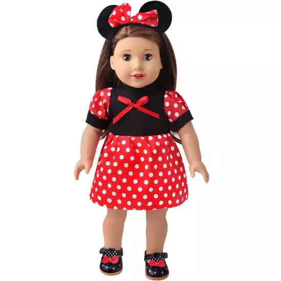 Mickey Dot Dress & headband set made for 18'' American girl party clothes