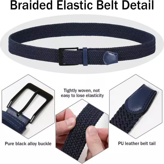 AWAYTR Braided Elastic Belt for Women - Men and Women Woven Stretch Golf Belts f