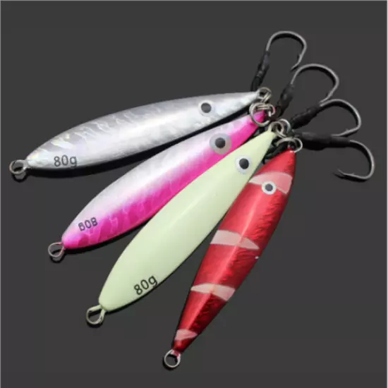 5pcs Micro Jig Butterfly Metal Jig High-quality Fishing Lure Tuna Glow Lure 80g