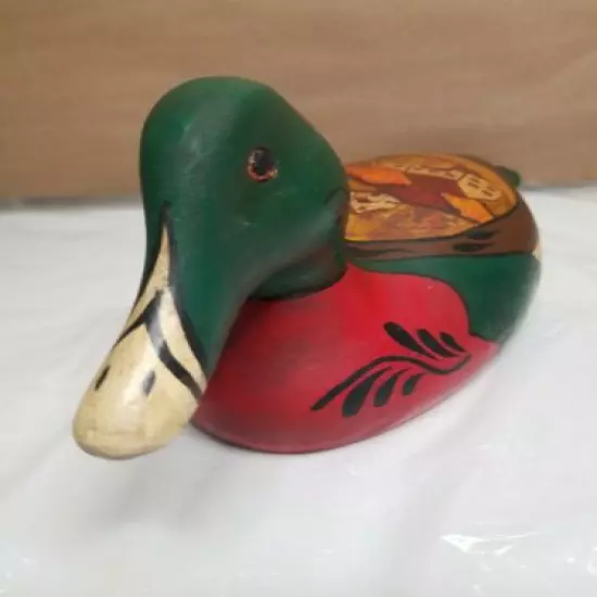 Hand Carved & Painted Decoy Duck 12" long.