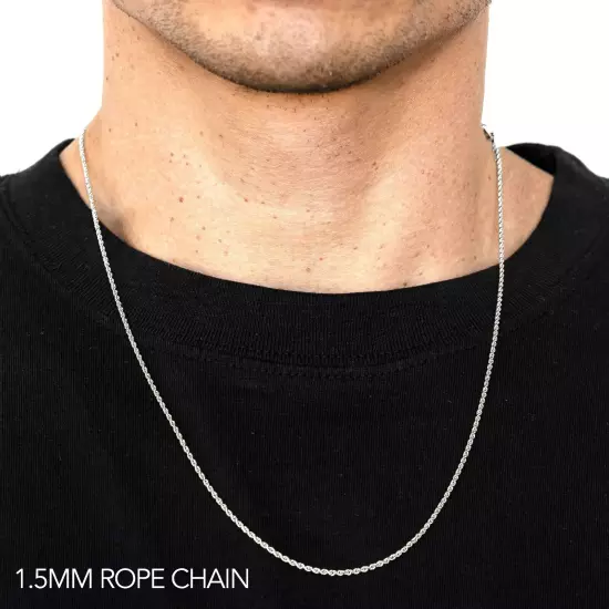 10k White Gold 1mm-12mm Solid D/Cut Rope Chain Necklace Bracelet Size 7"-30"