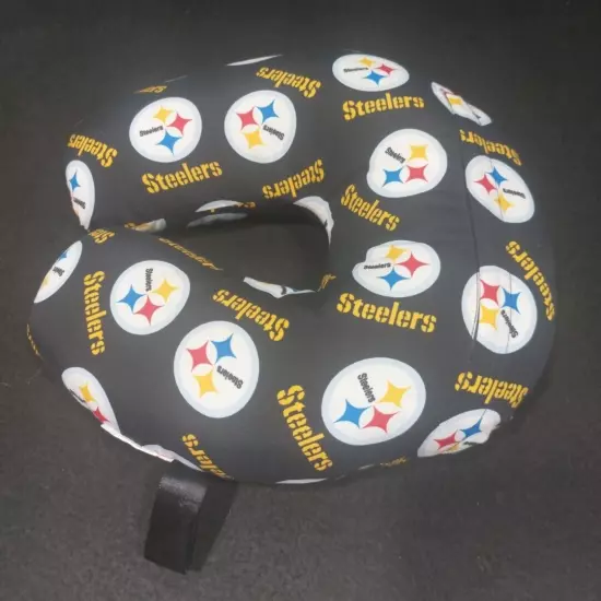 NFL Pittsburgh Steelers Neck Travel Pillow With Logo Removable Washable Cover 