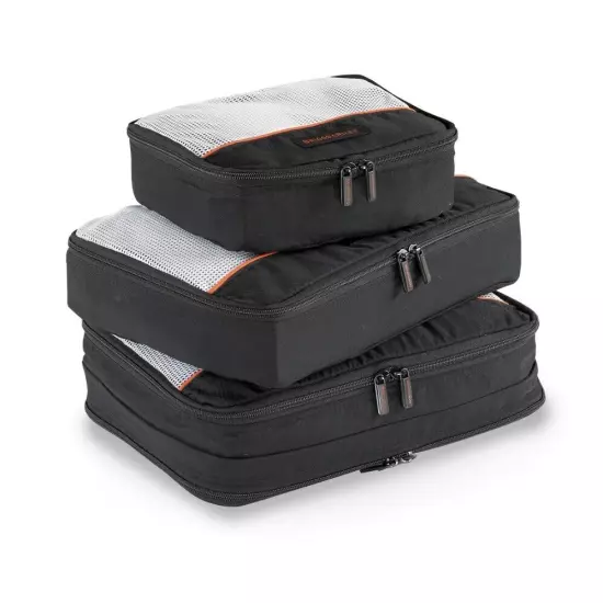 Briggs & Riley 3 Pack Zippered Packing Cubes/Luggage Organizers Large, Black 