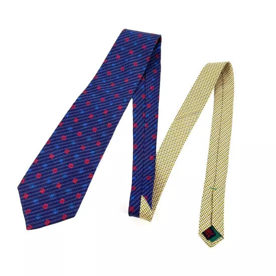 Tommy Hilfiger Necktie Blue Red Geometric Pattern Mens Silk Tie Preppy VINTAGE